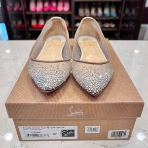 Christian Louboutin Beige and Multicolor Strass Flats